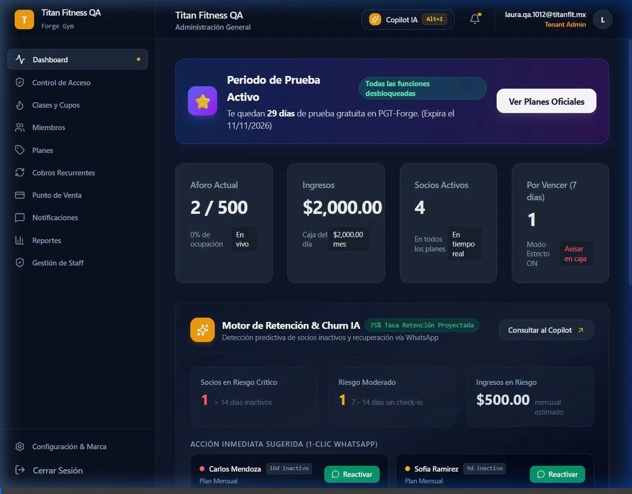 Recorrido completo en vivo de Forge SaaS con Copilot IA